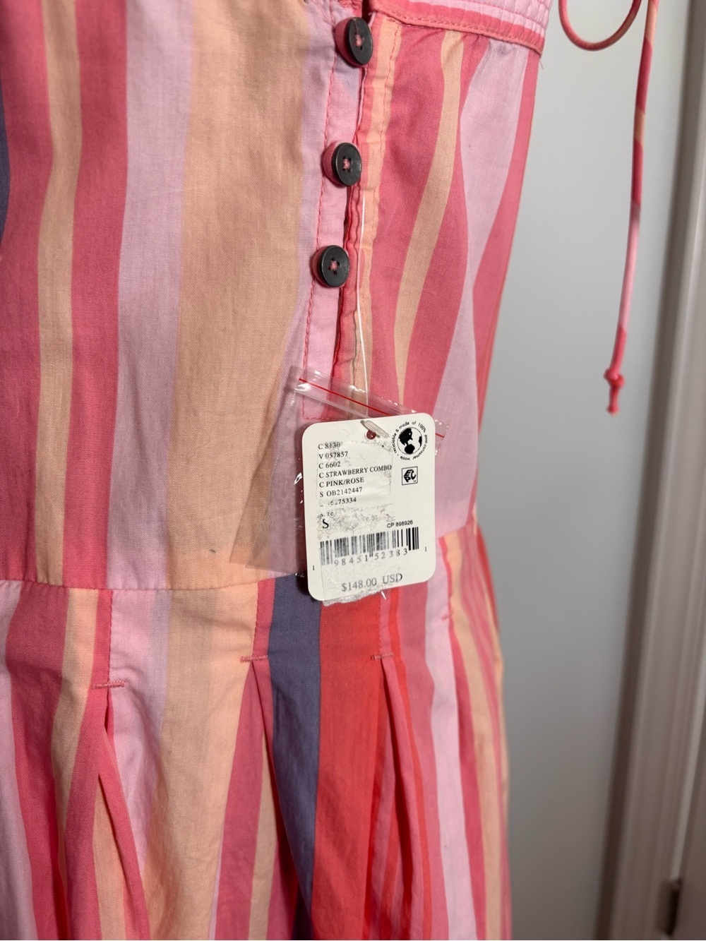 Free People Primavera Stripe Midi Dress – Strawberry Combo – Size Small – NWT - Picture 9 of 9